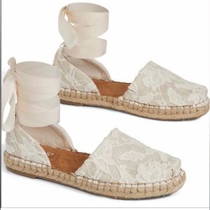 TOMS White Lace Up Espadrilles